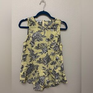 Wayf Yellow Top with Black Floral Design